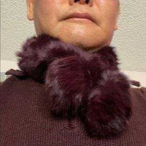 Rabbit fur scarf and headband